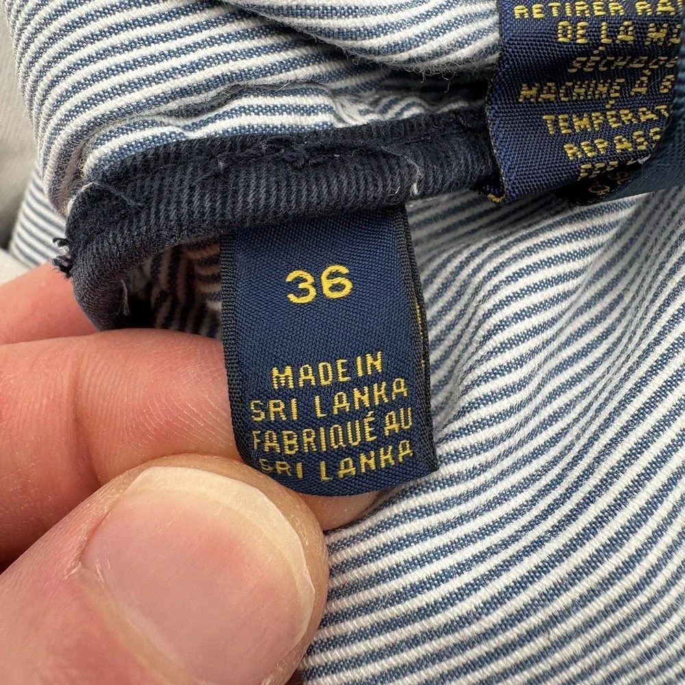 Polo Ralph Lauren Men's Pinstripe Cargo Shorts Blue White Cotton Size 36